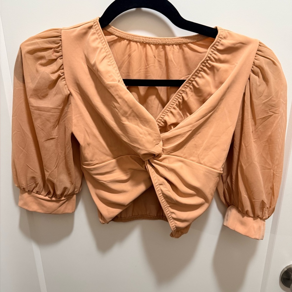 Contemporary/Musical Theater Peach Puff Sleeve Wrap Top